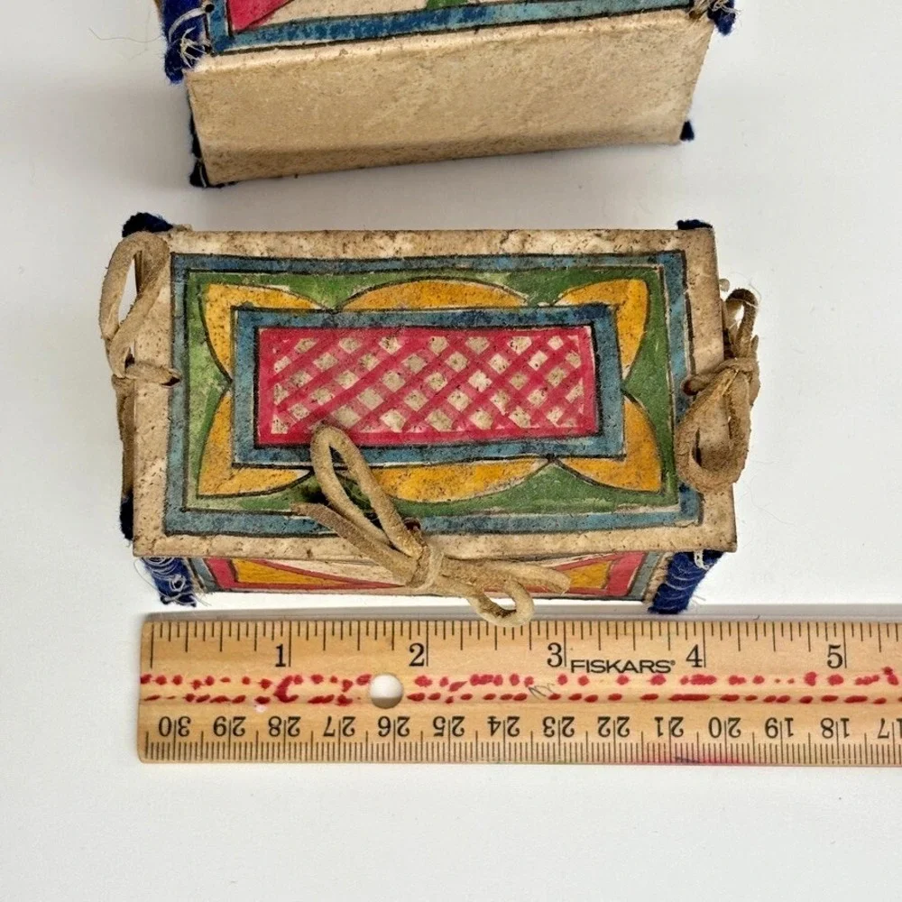 Mid 1900s‎ (2) HandPainted Toy Doll Parfleche Trunks Trinket Boxes Sioux Indian